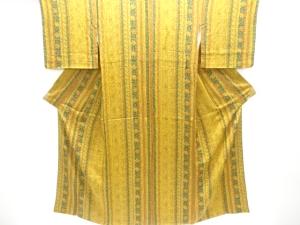 縞に花更紗模様小紋着物